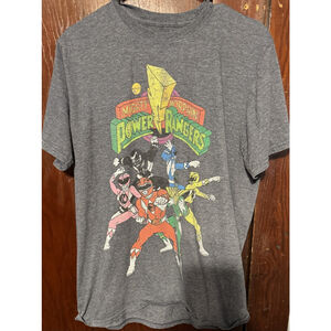 Mighty Morphin Power Rangers T-Shirt Men Sz L (?) Gray Saban